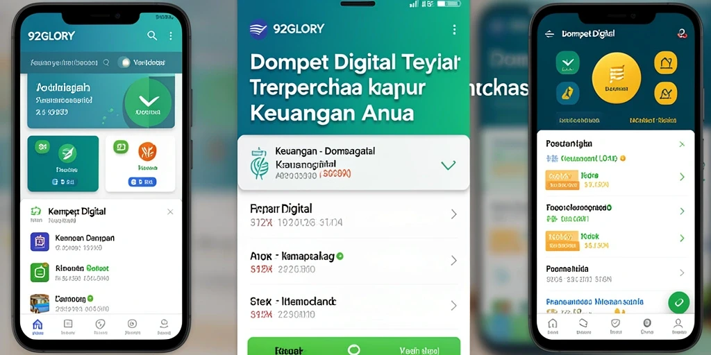 Antarmuka pengguna aplikasi Dompet Digital 92GLORY yang modern dan intuitif.