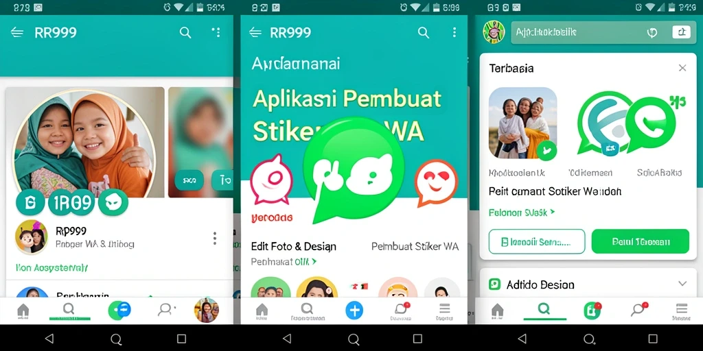 Screenshot aplikasi RR999 menampilkan antarmuka pembuatan stiker yang intuitif.