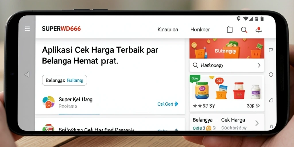Tampilan antarmuka aplikasi SUPERWD666 untuk cek harga produk.