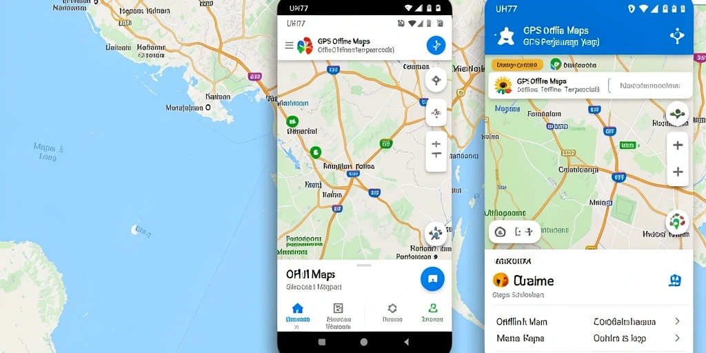 Antarmuka UH77 dengan fitur GPS Offline Maps yang intuitif.